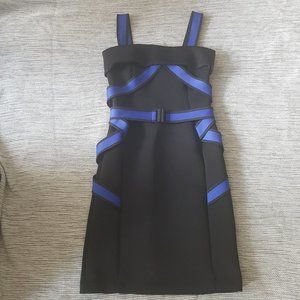 Untitled -Scuba black/blue dress with belt, Size S